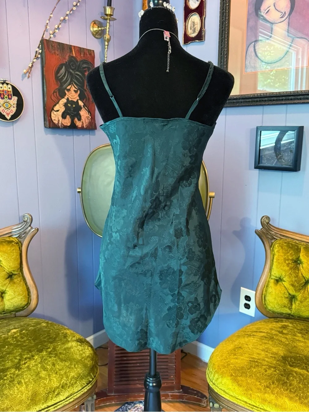 Vintage 90s Sopré Floral Lingerie Nightgown Fairycore Slip Dress Size L - Picture 3 of 4
